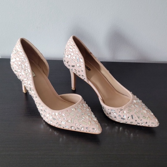 Carvela Kurt Geiger Nude Crystal Embellished Pointed Toe Heels Size 39 - Picture 2 of 7